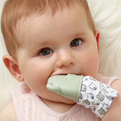 Sage Bear Teething Mitten