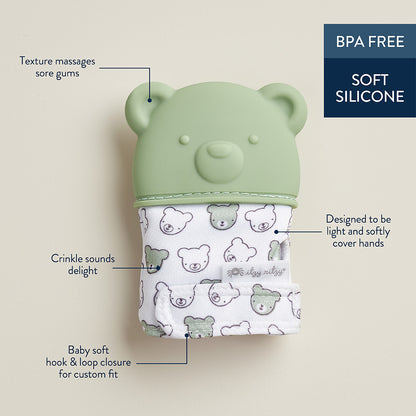 Sage Bear Teething Mitten