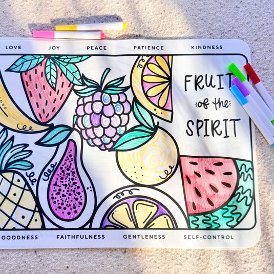 [2 mats + 8 markers] Christian Coloring Mats - Fruit of the Spirit; Noah's Ark