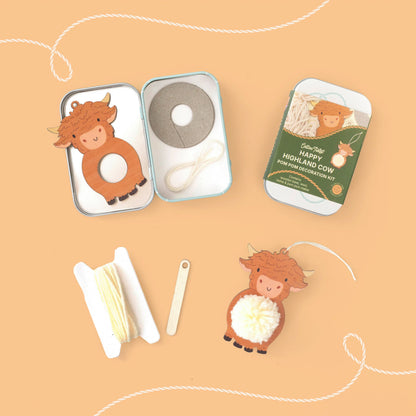 Make Your Own Pom Pom Highland Cow Decoration Kit