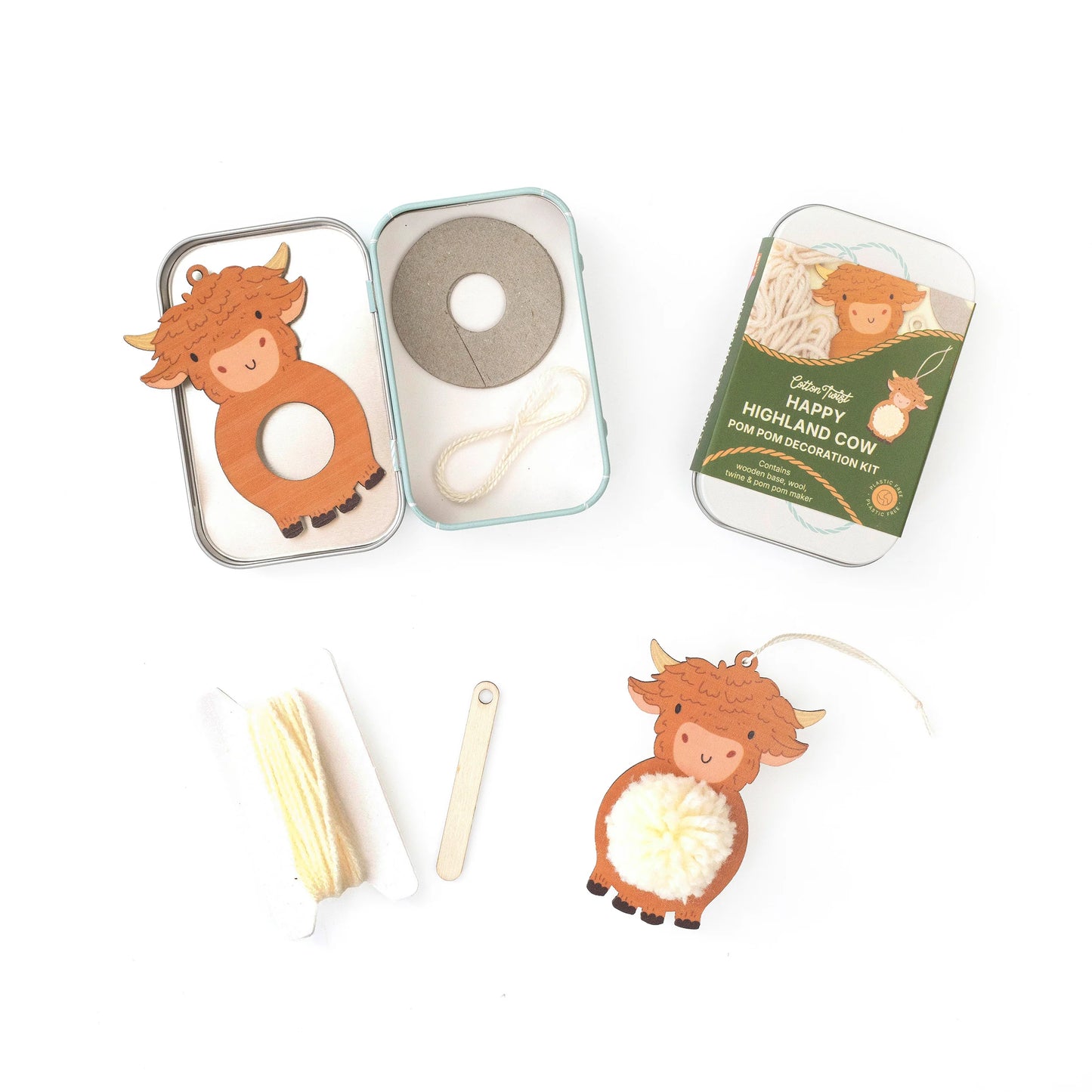 Make Your Own Pom Pom Highland Cow Decoration Kit