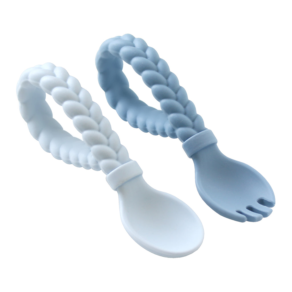 Silicone Looped Fork + Spoon Set (3 colourways)