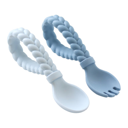 Silicone Looped Fork + Spoon Set (3 colourways)
