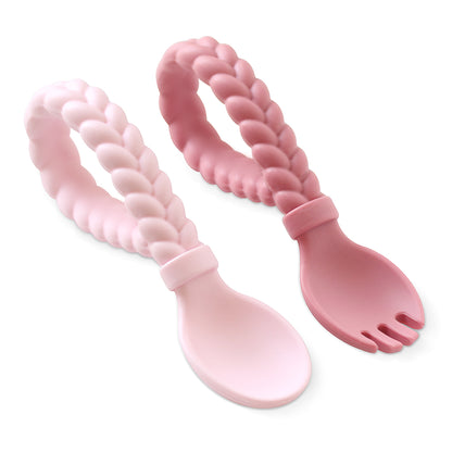 Silicone Looped Fork + Spoon Set (3 colourways)