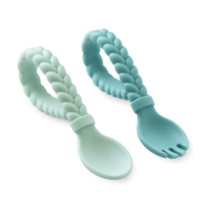 Silicone Looped Fork + Spoon Set (3 colourways)