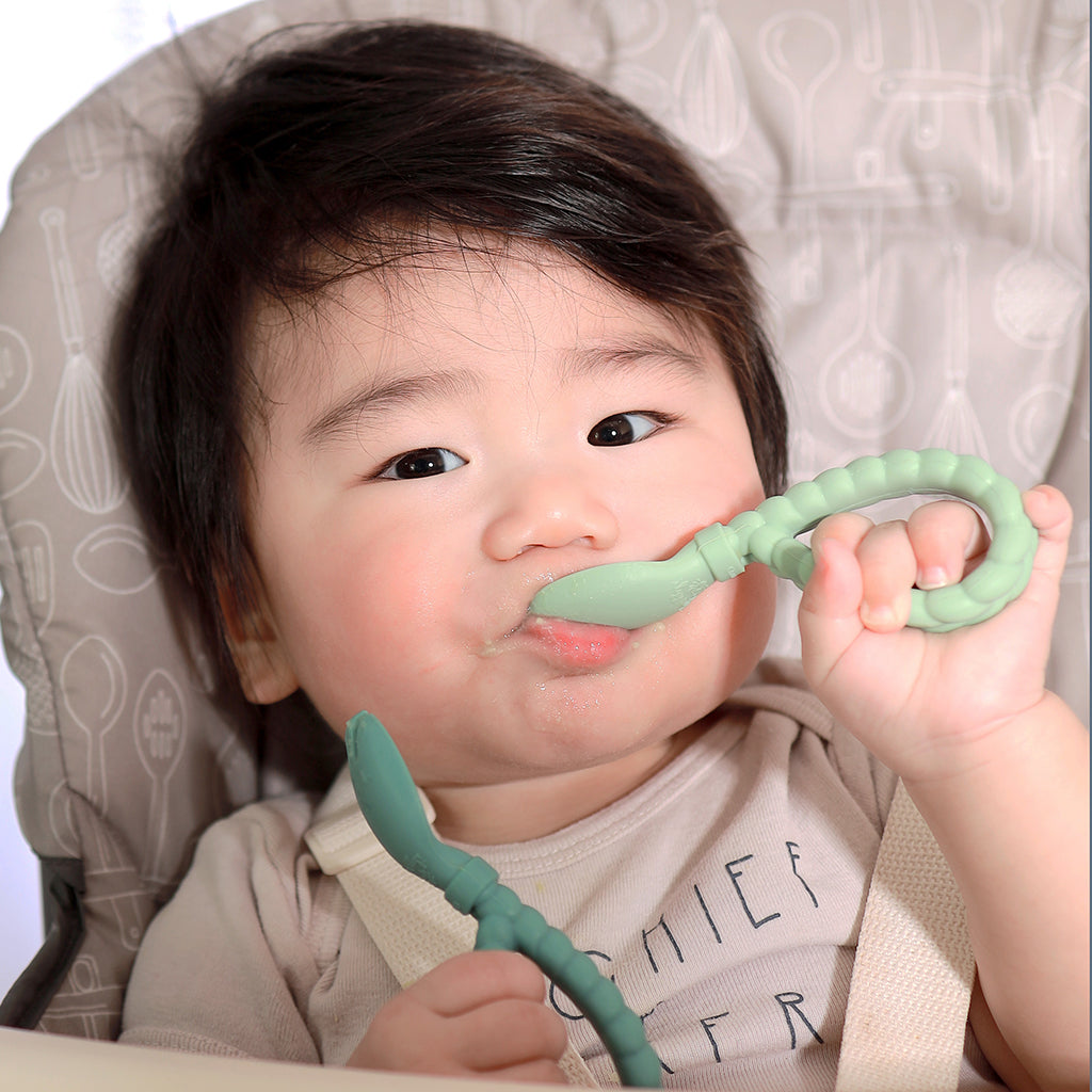 Silicone Looped Fork + Spoon Set (3 colourways)