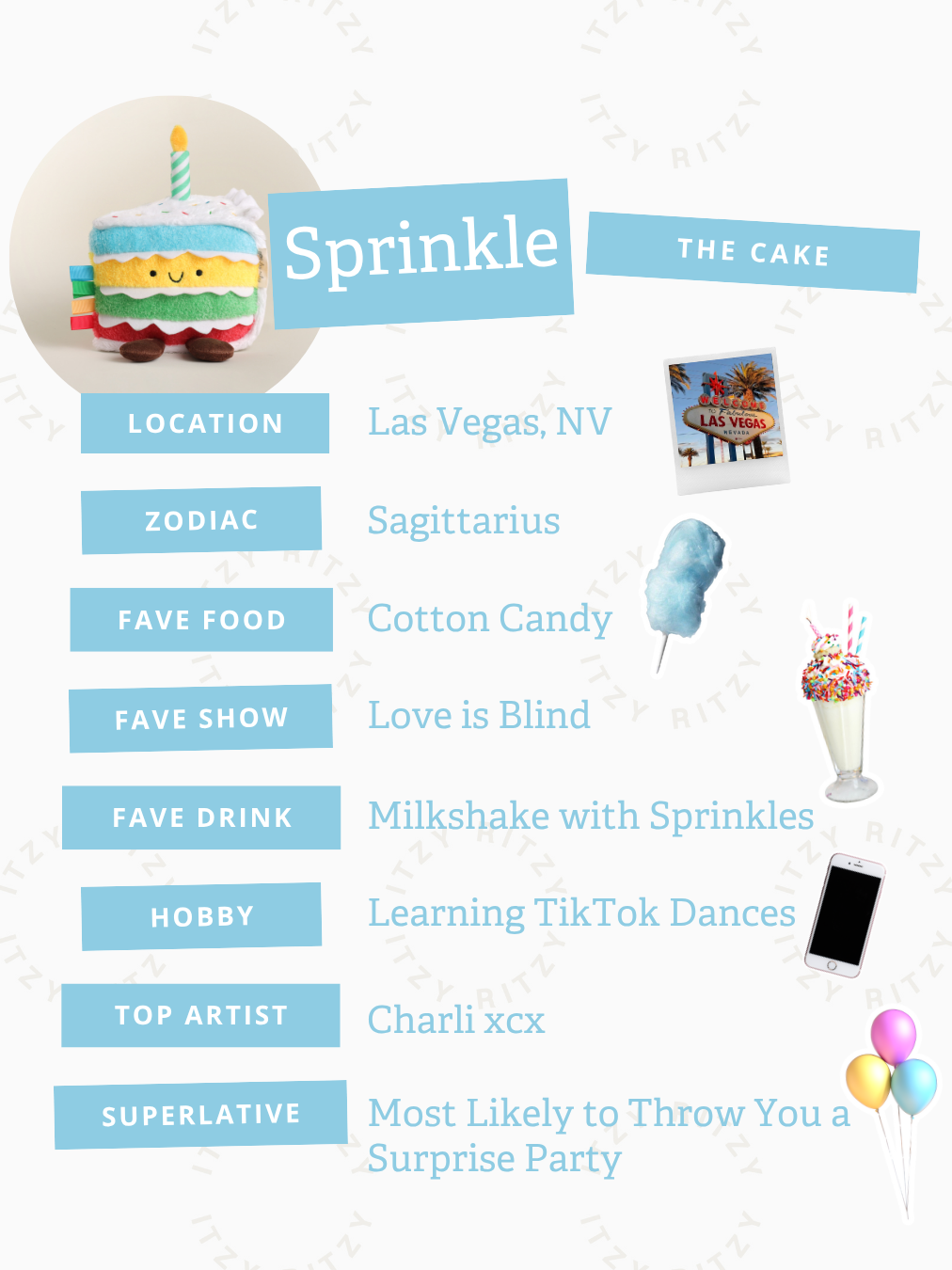 Sprinkle the Cake Sweetie Snuggles Plush
