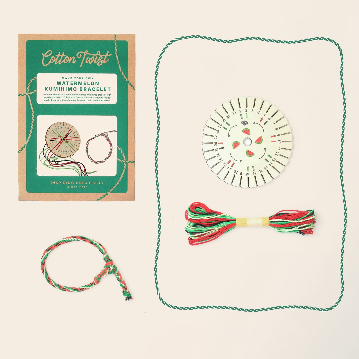 Make Your Own Watermelon Kumihimo Bracelet