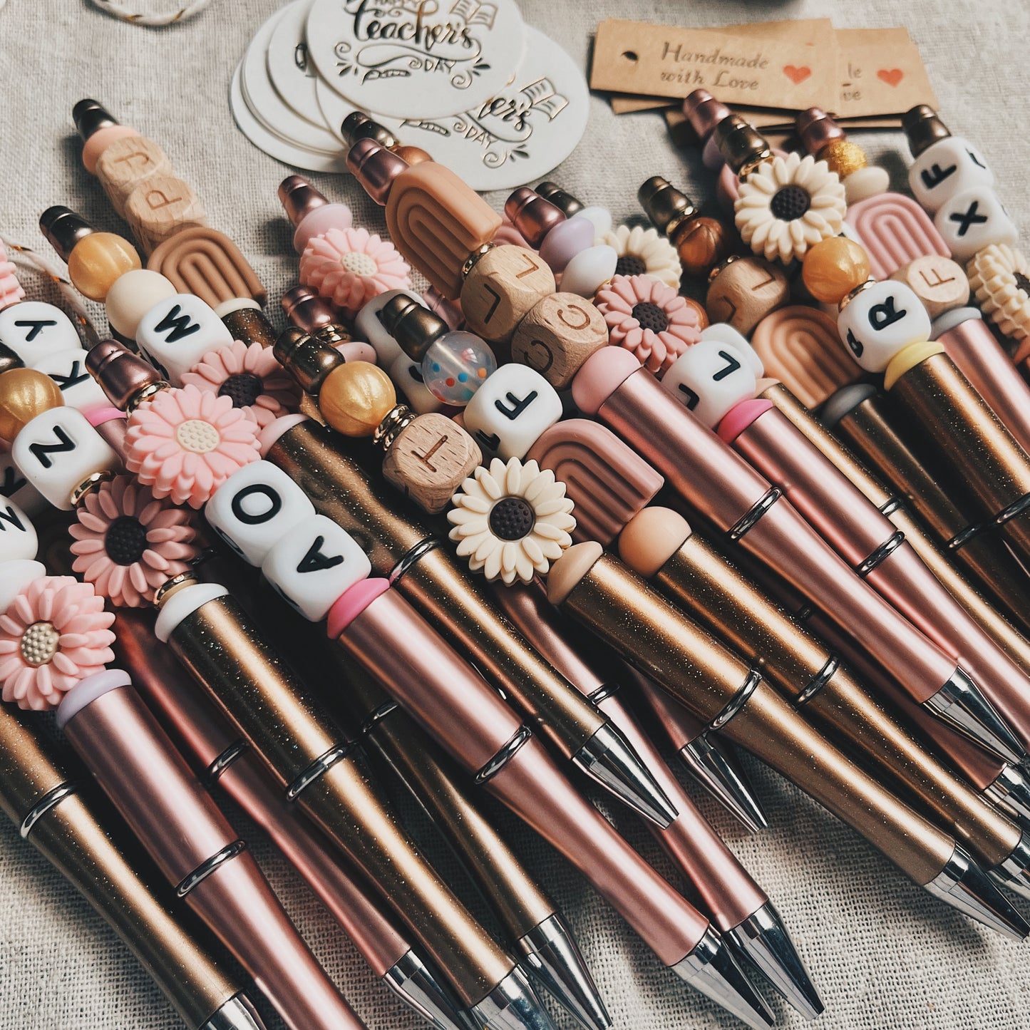 Custom Initial Ballpoint Pen - Floral Rainbows