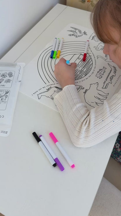 [2 mats + 8 markers] Christian Coloring Mats - Fruit of the Spirit; Noah's Ark