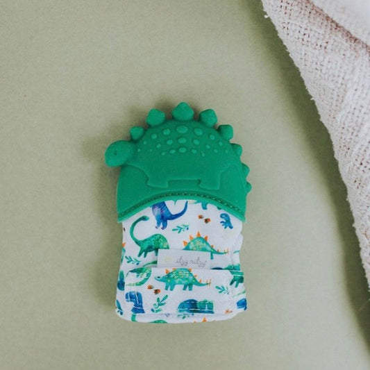 Green Dino Teething Mitten